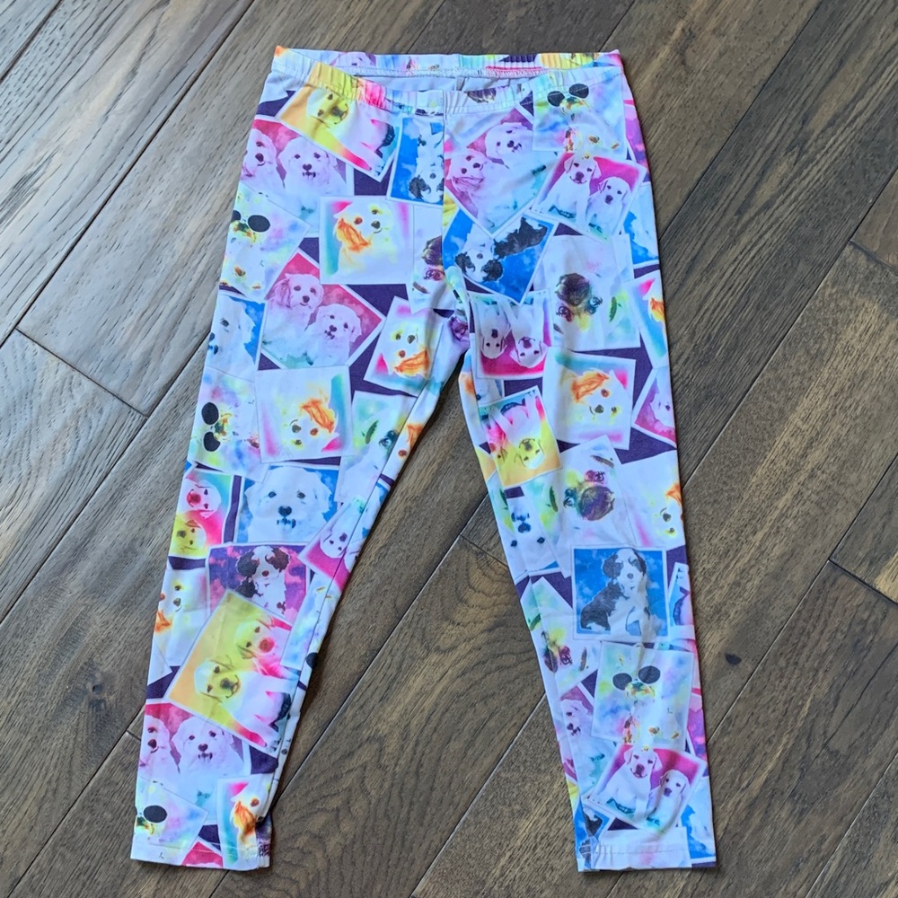 Dog lovers Colorful Kids Leggings with Dog Print. Pre-owned. Size: M 7/8.